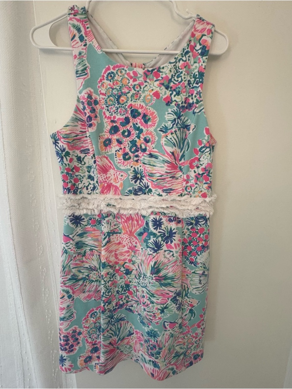 Lilly Pulitzer Seafoam and Pink Floral Lace-Waist Dress